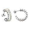 Timeless Clara Hoops silver earrings featuring dazzling baguette cut stones for a chic and stylish touch.