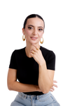 Confident Woman Wearing Gold Hoop Earrings and Rings  Stylish Fashion Jewelry for Women