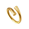 Livia Ring stylish open ended gold ring with a contemporary twist, designed for elegance and everyday wear.