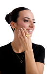 Juliana Necklace in gold and black, complementing bold accessories for a sophisticated and chic statement.
